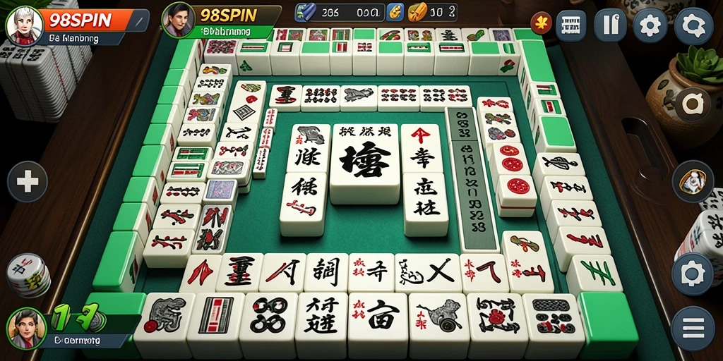 Tampilan gameplay menantang dari 98SPIN dalam Mahjong.
