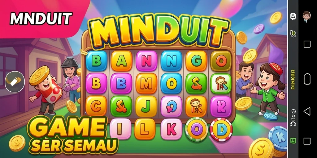 Tangkapan layar permainan utama MNDUIT menampilkan gameplay seru Bingo.